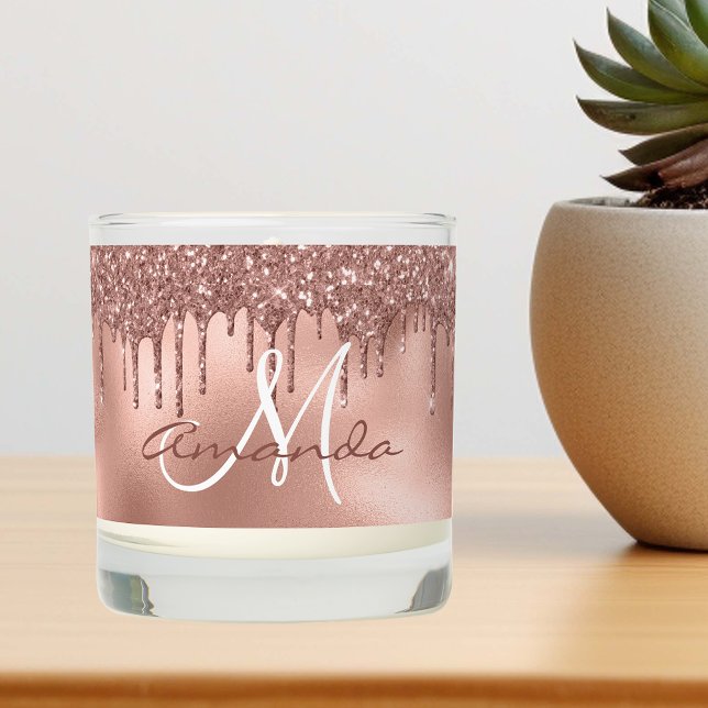 Glitter Look Drips Monogram Rose Gold  Scented Candle (Creator Uploaded)