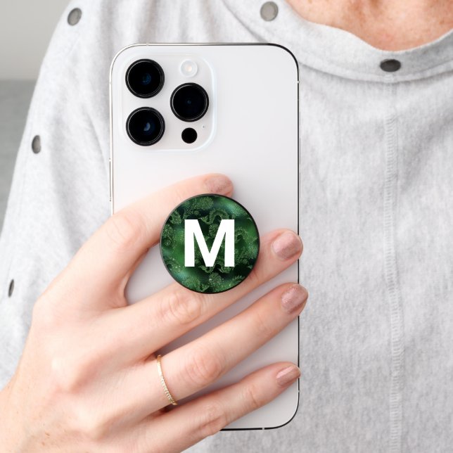 Glitter Look Fish and Monogram PopSocket (Hand)