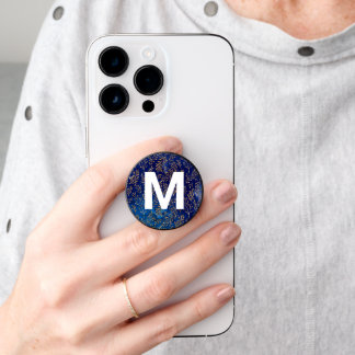 Glitter Look Floral and Monogram PopSocket