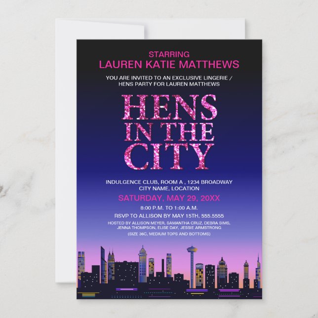 Glitter Look Hens' / Lingerie Movie Poster Party Invitation (Front)