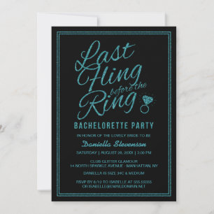 Glitter Look Last Fling Bachelorette Party Invite