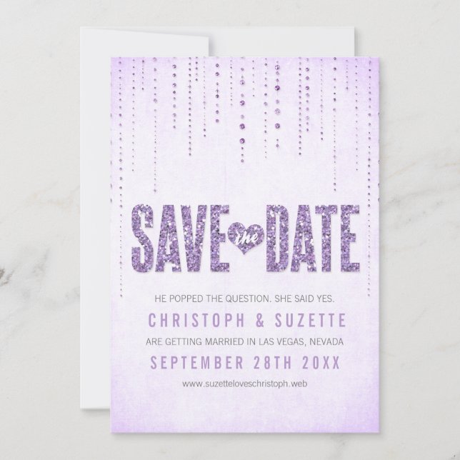 Glitter Look Save The Date Announcement (Front)