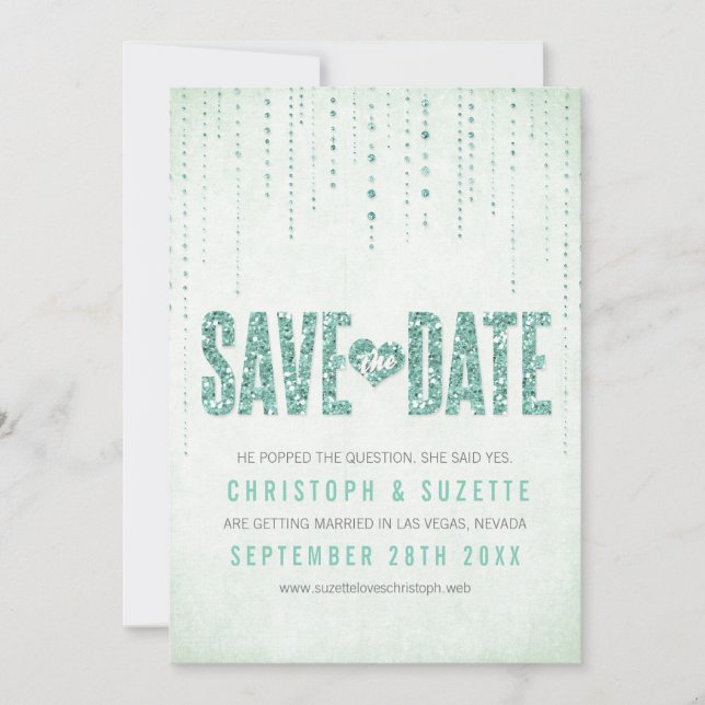 Glitter Look Save The Date Announcement (Front)