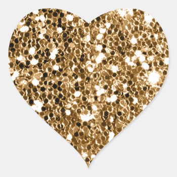Glitter Look Solid Gold Sparkle Heart Sticker by AnyTownArt at Zazzle