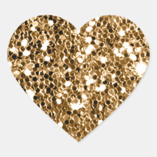 Glitter Look Solid Gold Sparkle Heart Sticker