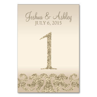 Glitter Look Wedding Table Numbers-Table Card 1