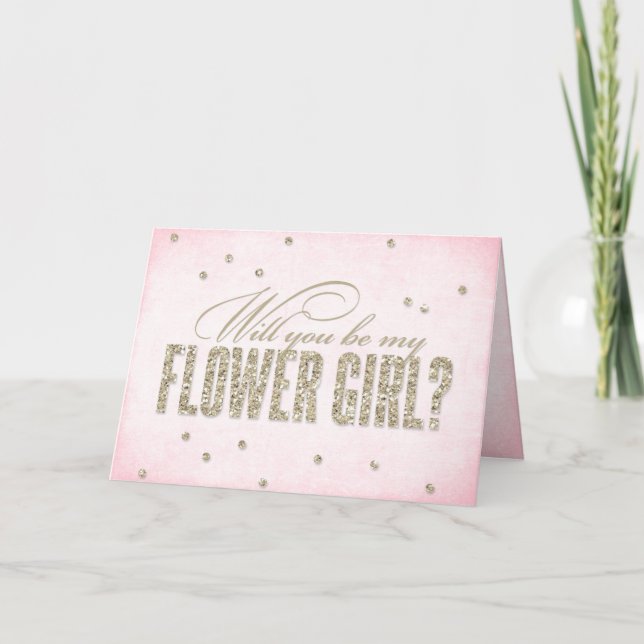 Glitter Look Will You Be My Flower Girl? Card (Front)