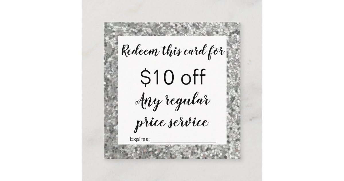 Glitter looking Discount coupon card Zazzle