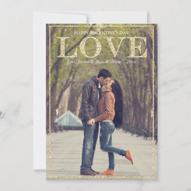 Glitter Love Valentine's Day Cards (Front)