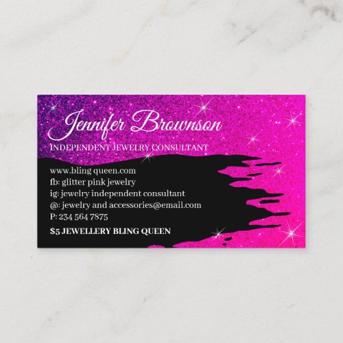 Glitter Luxury Pink Luminous Business Card
