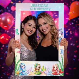 Glitter Magical Mermaid 6Th Birthday  Photo  Selfie Frame