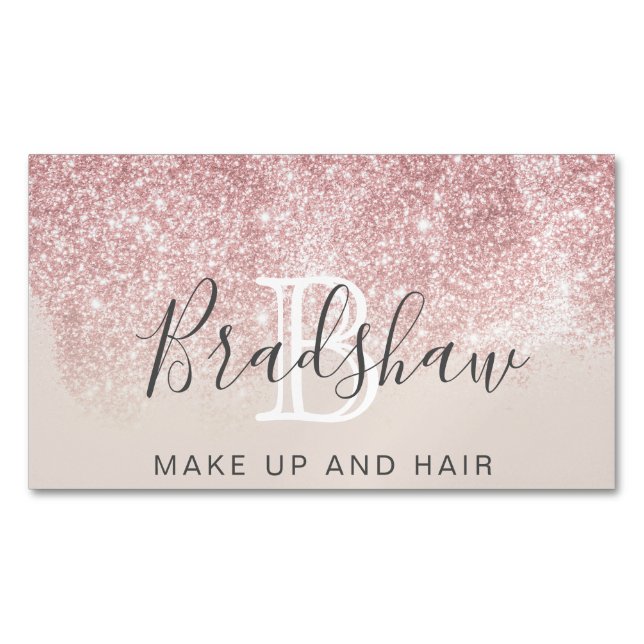 Glitter Makeup Artist Hair Salon  Business Card Magnet (Front)