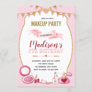 Glitter makeup birthday party invitation