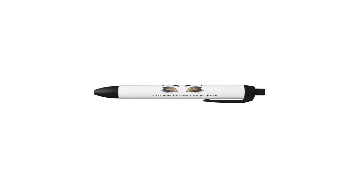 Glitter Makeup Eyes Glitter Lashes Gold White Logo Black Ink Pen