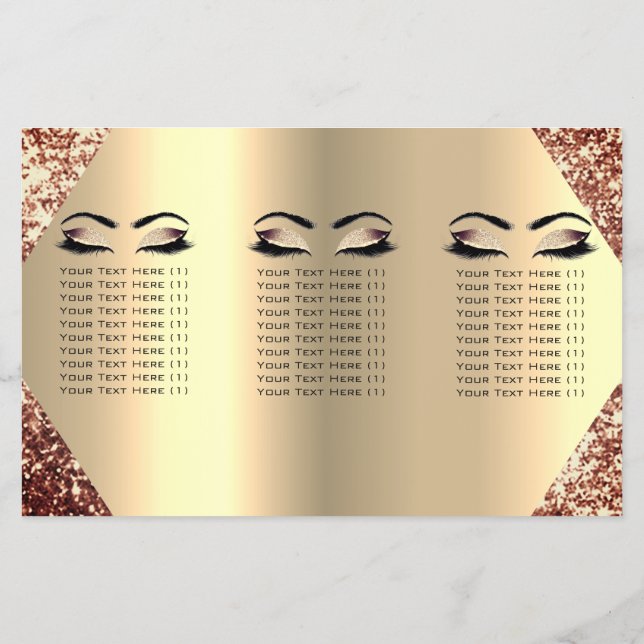 Glitter Makeup Eyes Lash Hair Rose Price List Flyer (Back)