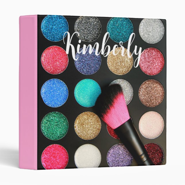 Glitter Makeup Personalized 3 Ring Binder (Front/Spine)