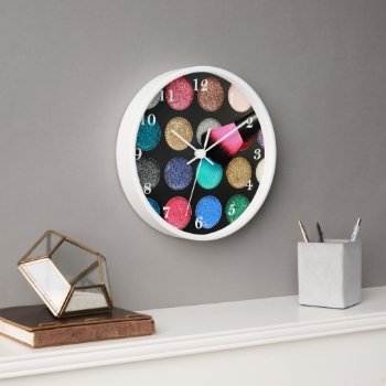 Glitter Makeup Wall Clock by CarriesCamera at Zazzle