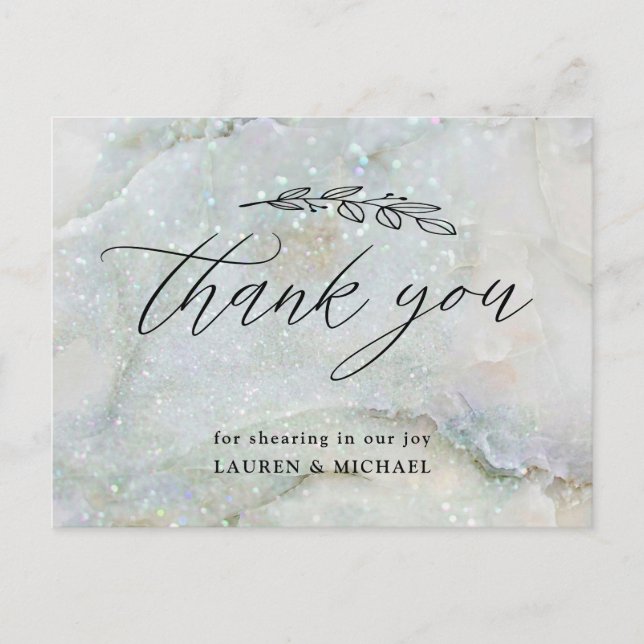 glitter marble elegant thank you card (Front)