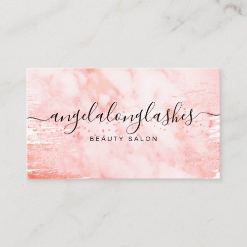 Glitter marble feminine orange Classy Business Card