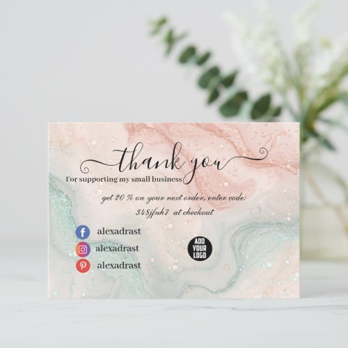 Glitter Marble Splash Liquid Thank You Card