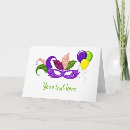 glitter mardi gras carnival Masquerade mask fun Card