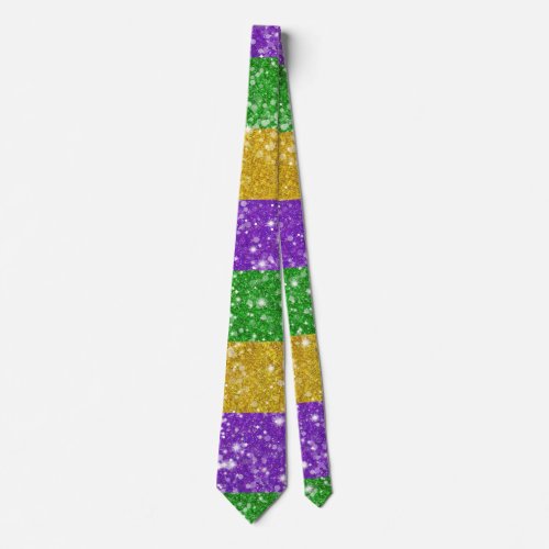 Glitter Mardi Gras Colorful Stripe Cute Carnival Neck Tie