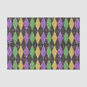 Glitter Mardi Gras Harlequin Argyle Tissue Paper