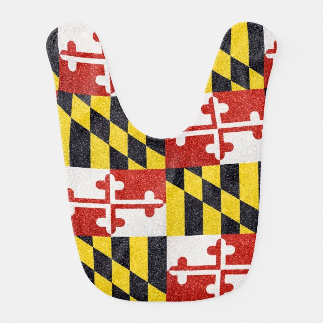 Glitter Maryland flag baby bib (Front)