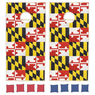 Glitter Maryland flag corn hole game set