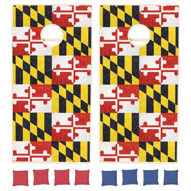 Glitter Maryland flag corn hole game set (Set)