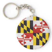 Glitter Maryland flag round keychain