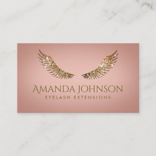 Glitter Mascara Eyelash Extensions Gold Wings Card