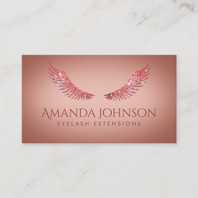 Glitter Mascara Eyelash Extensions Pink Rose Card (Front)