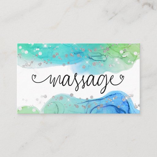 Customizable *~* Glitter Massage Therapist Therapy Hearts Business Card
