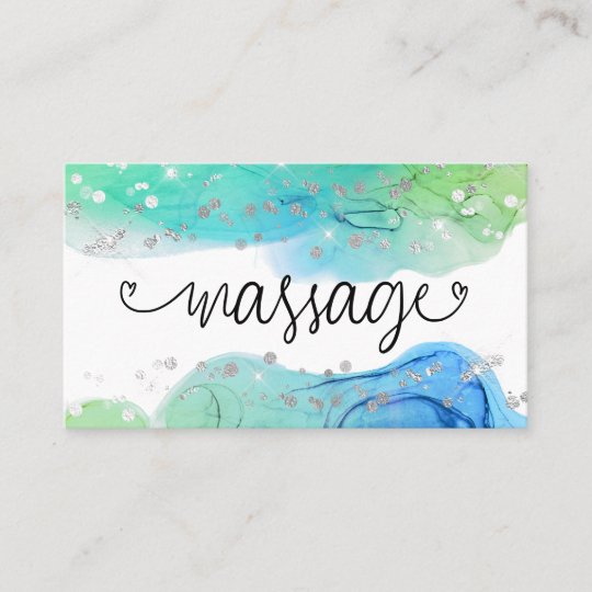 Glitter Massage Therapist Therapy Hearts Business Card 7661
