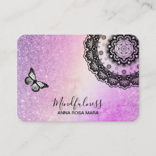 *~* Glitter Meditation Butterfly Reiki Mandala Business Card