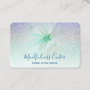 *~* Glitter Meditation QR Reiki Yoga Floral Flower Business Card