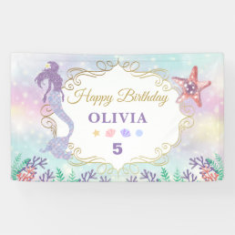 Glitter Mermaid Birthday Under The Sea Banner