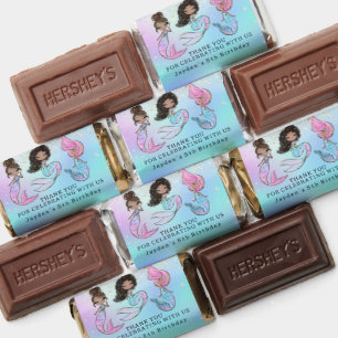 Glitter Mermaid Black Hair African Girl Birthday Hershey's Miniatures