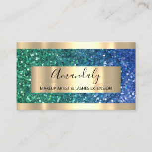 Glitter Mermaid Frame Event Planner Blue Green Business Card