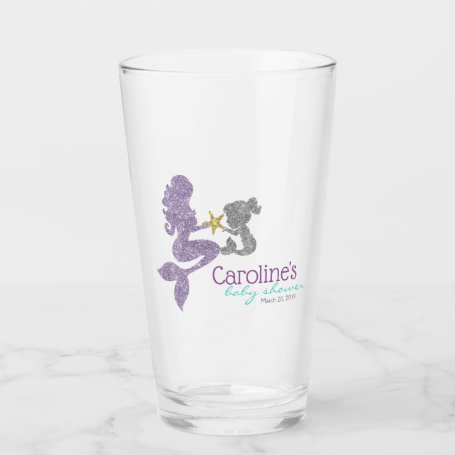 Glitter Mermaid Glass Tumbler Party Favor (Front)
