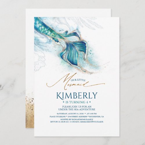 Glitter Mermaid Invitation Under the Sea Party