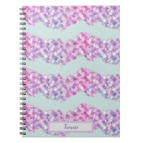 Glitter Mermaid Scales Personalize Girls Name  Notebook