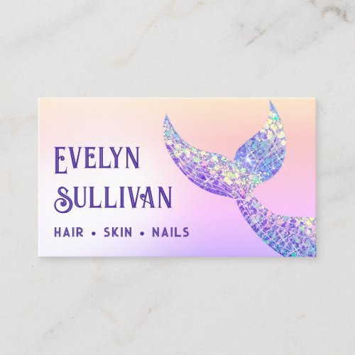 Glitter mermaid tail faux foil business card