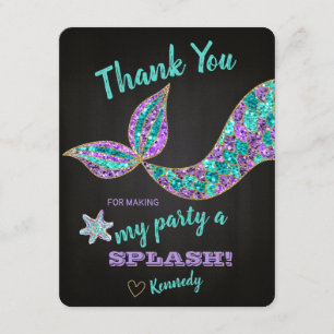 Glitter Mermaid, Thank you card, Under the Sea