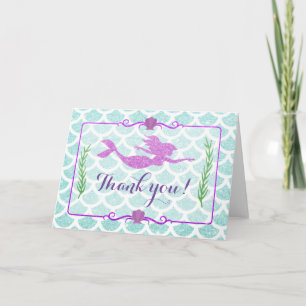 Glitter Mermaid Thank You Cards