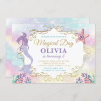 Glitter Mermaid Under The Sea Birthday Invitation