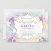 Glitter Mermaid Under The Sea Birthday Invitation (Front)