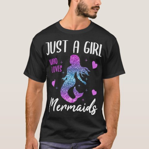 Glitter Mermaid Women Girls Gift Hearts Stars 1 T_Shirt