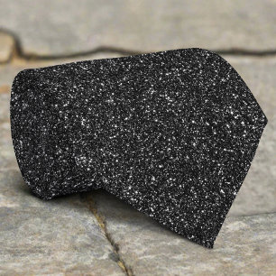 Glitter Metallic Bling Black Pattern Neck Tie